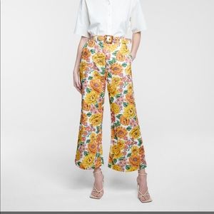 Zimmermann Poppy Crop Flare Floral Pants 2P/ZS 0P